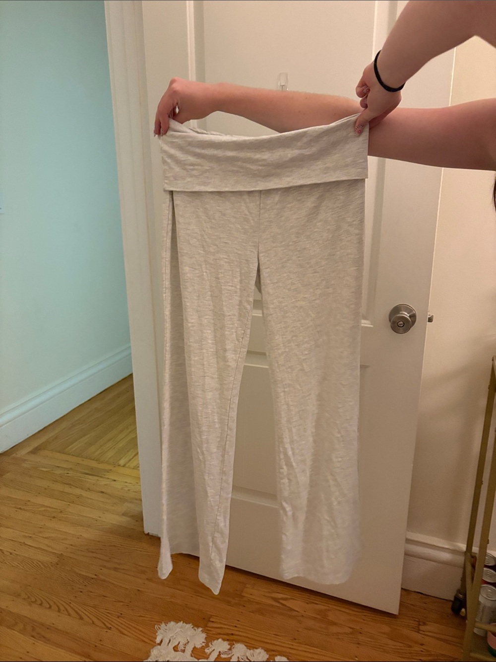 Light Gray Fold-Over Waist Women’s Lounge Pants